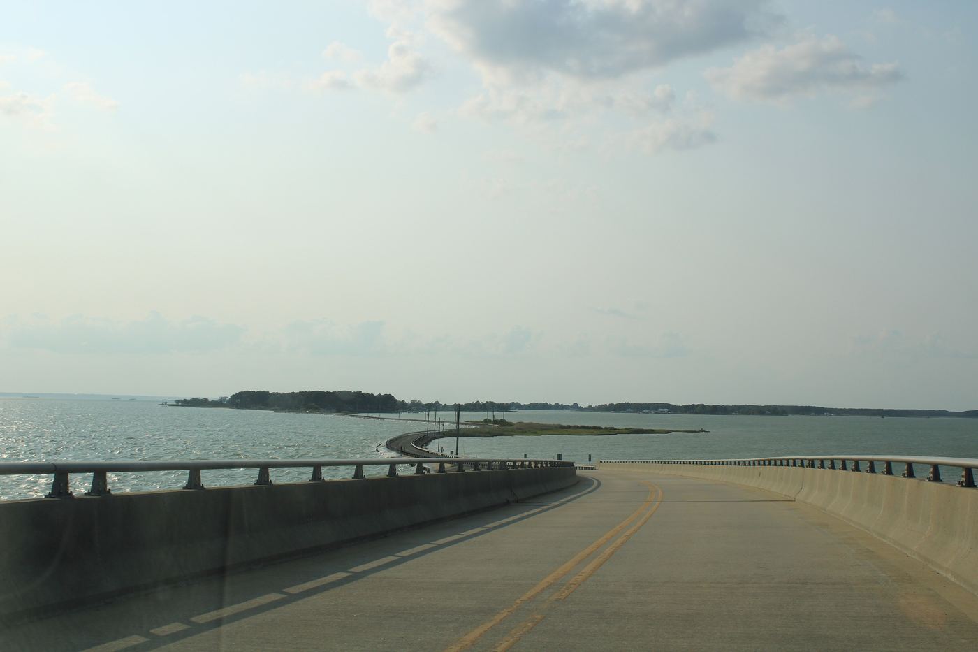 Smoke Point and the low island shoreline seen from the bridge to Hoopersville