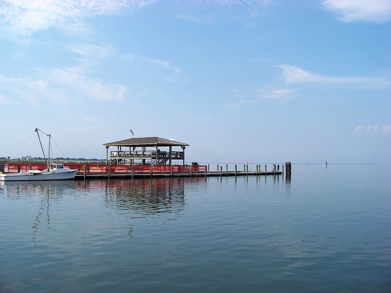 The dock pavilion on the water at Crisfield, Maryland